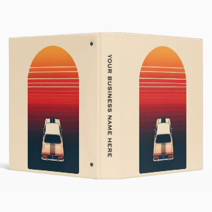 Retro Sunset Minimalist Vintage Car Road Trip Binder