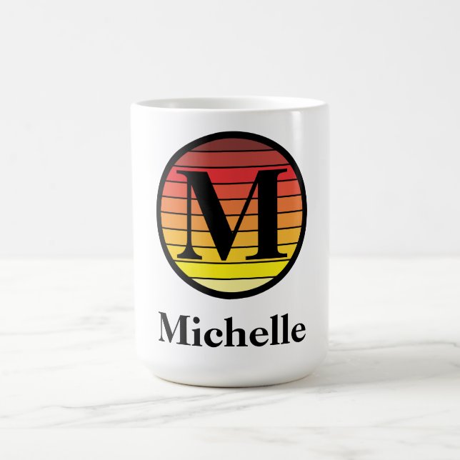 Retro Sunset Monogram Template Coffee Mug (Center)