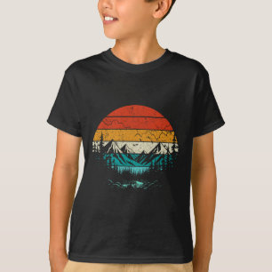 Retro Sunset Mountain Forest Camping Nature Outdoo T-Shirt