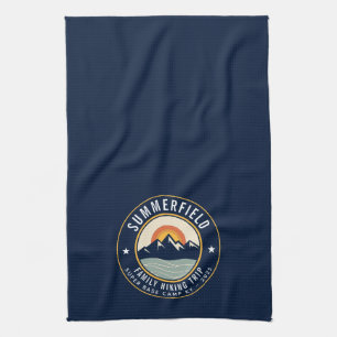 Retro Sunset Mountains Hiking Custom Trekking Kitchen Towel