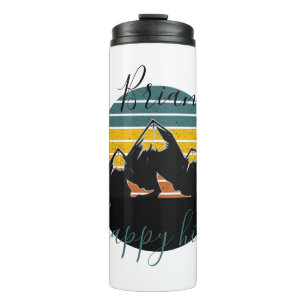Retro sunset mountains personalized custom thermal tumbler