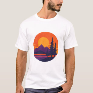 Retro Sunset Nature Vibes   Vintage 80s Aesthetic  T-Shirt
