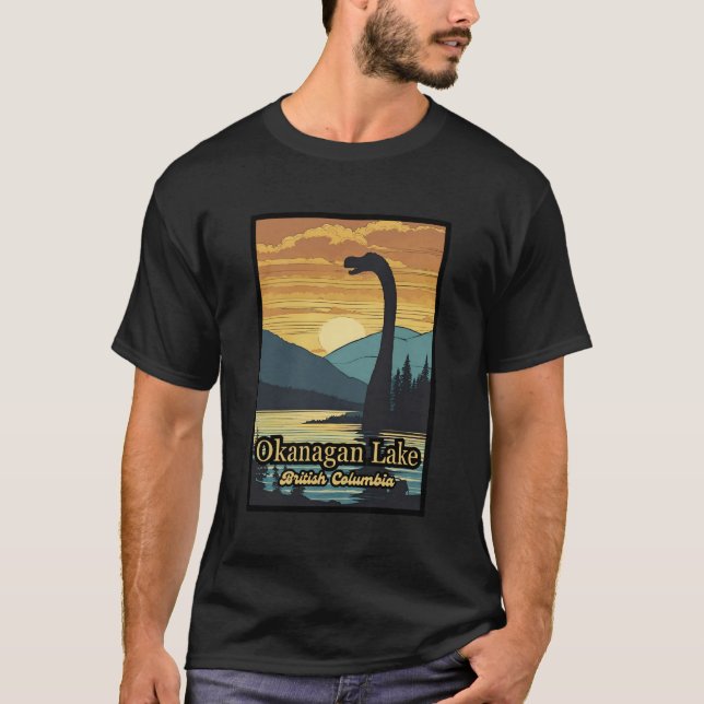 Retro sunset Ogopogo the Okanagan Lake Monster 70s T-Shirt (Front)