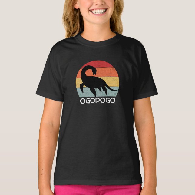 Retro sunset Ogopogo the Okanagan Lake Monster 70s T-Shirt (Front)