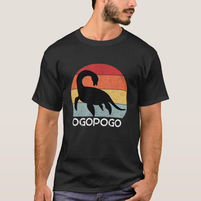 Retro sunset Ogopogo the Okanagan Lake Monster 70s T-Shirt (Front)
