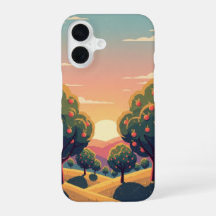 Retro Sunset Orchard iPhone 16 Case