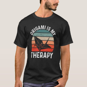 Retro Sunset Origami Crane T-Shirt