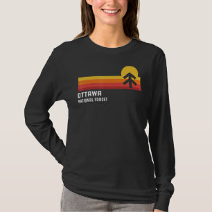 Retro Sunset Ottawa National Forest Ironwood Michi T-Shirt