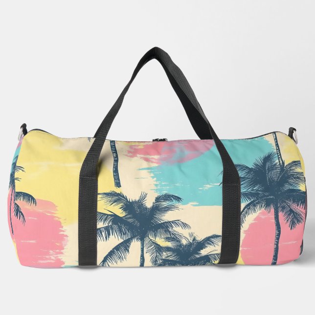 Retro Sunset Palm  Duffle Bag (Front)