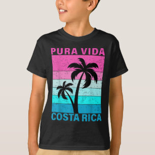 Retro Sunset Palm Tree Costa Rica Vacation Pura Vi T-Shirt