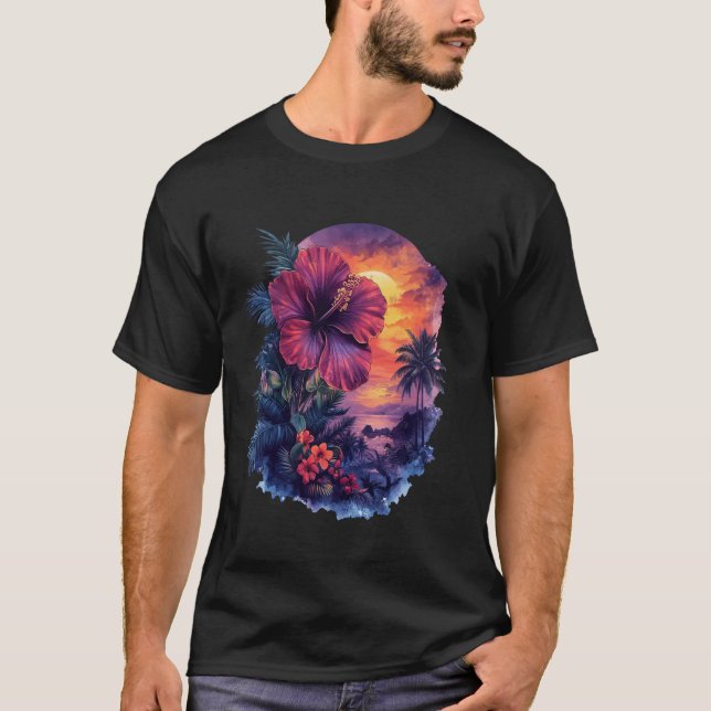 Retro Sunset Palm Tree T-Shirt (Front)