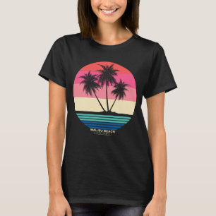 Retro Sunset Palm Trees Malibu Beach T-Shirt
