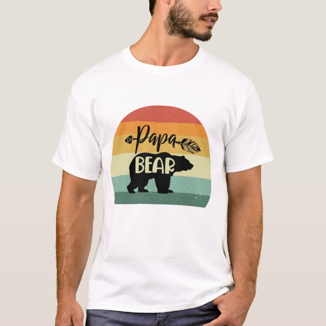 Retro Sunset Papa Bear T-Shirt (Front)