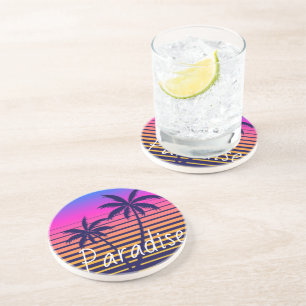 Retro sunset Paradise   Coaster