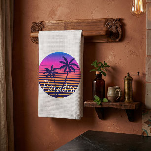 Retro sunset Paradise Kitchen Towel