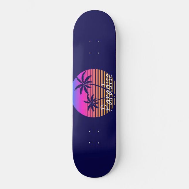 Retro sunset Paradise   Skateboard (Front)