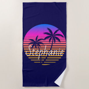 Retro sunset Personalized  Beach Towel