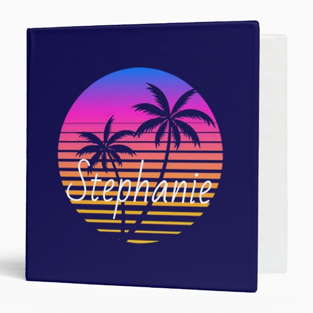 Retro sunset Personalized   Binder (Front/Inside)