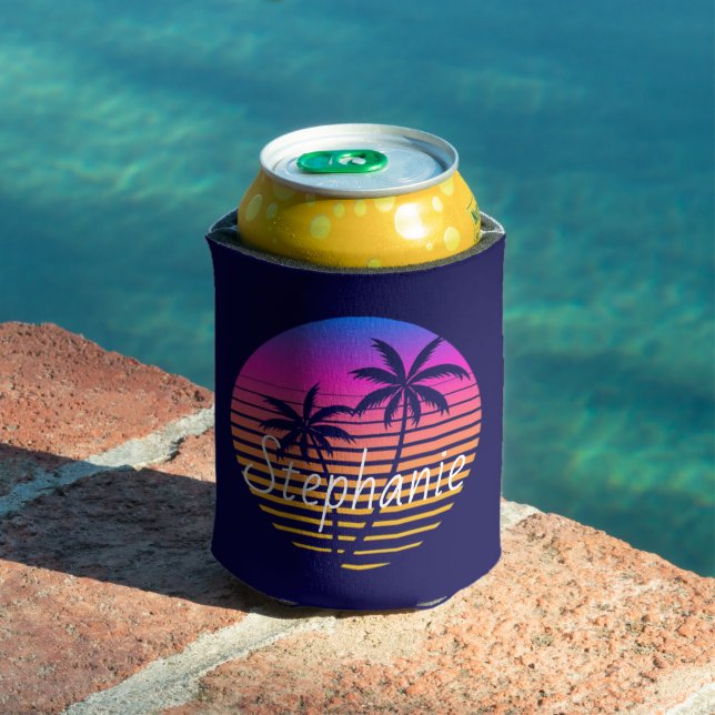 Retro sunset Personalized   Can Cooler (In Situ Pool)