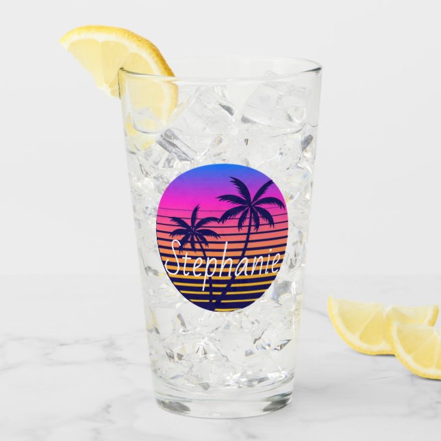Retro sunset Personalized   Glass (Front Ice)