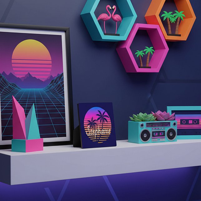 Retro sunset Personalized   Plaque (Creator Uploaded)