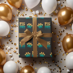 Retro Sunset Photo Mothers Day Best Cat Mom Ever Wrapping Paper