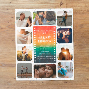 Retro Sunset Photo Mr and Mrs 20th Anniversary Fleece Blanket