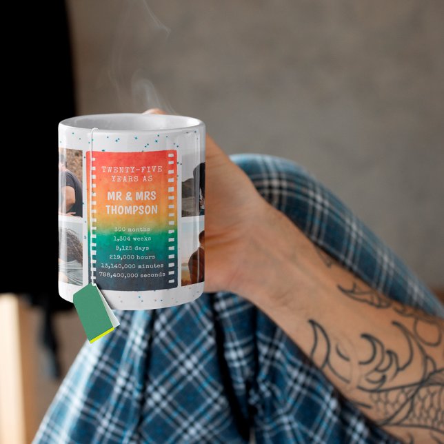 Retro Sunset Photo Mr and Mrs 25th Anniversary Coffee Mug (Creator Uploaded)