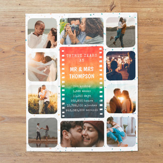 Retro Sunset Photo Mr and Mrs 30th Anniversary Fleece Blanket