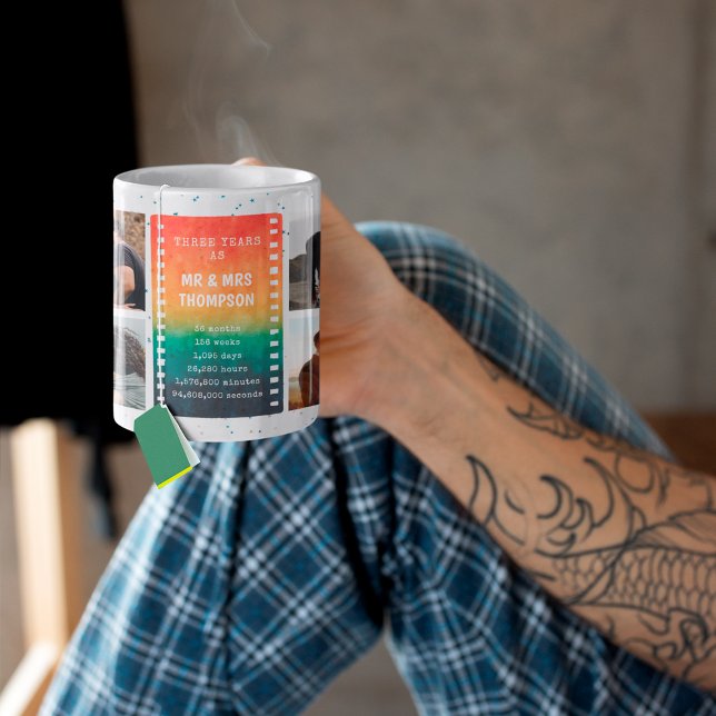 Retro Sunset Photo Mr and Mrs 3rd Anniversary Coffee Mug (Creator Uploaded)