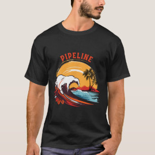 Retro Sunset Pipeline Hawaii Summer Surfing  T-Shirt
