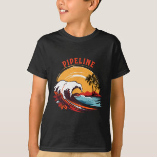 Retro Sunset Pipeline Hawaii Summer Surfing T-Shirt
