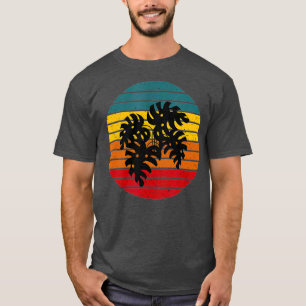 Retro Sunset Plant Lady  Vintage Monstera T-Shirt