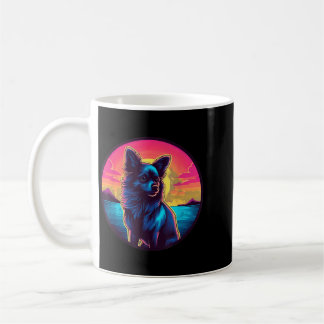 Retro Sunset Pomchi Dog Coffee Mug