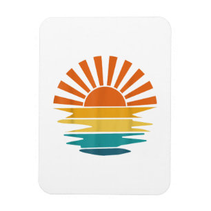 Retro Sunset Rays Wavy Vintage Retro Sunshine Sun Magnet