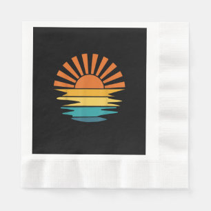 Retro Sunset Rays Wavy Vintage Retro Sunshine Sun  Napkin