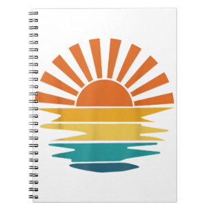 Retro Sunset Rays Wavy Vintage Retro Sunshine Sun Notebook
