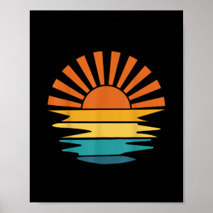 Retro Sunset Rays Wavy Vintage Retro Sunshine Sun  Poster
