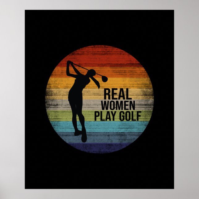 Retro Sunset Real Women Play Golf Poster (Front)