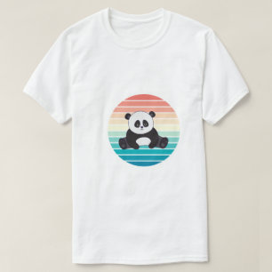 Retro Sunset Relaxing Panda Bear Art T-Shirt