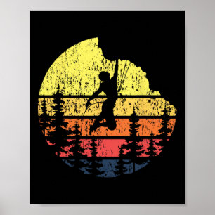 Retro Sunset Rock Climber - Boulderer Bouldering C Poster