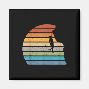Retro sunset rock climbing backpacker mountain magnet