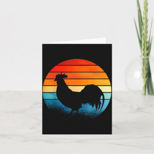 Retro Sunset Rooster Chicken Lover  Card