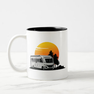 Retro Sunset RV Motorhome Owner Gift,motorhome Car Two-Tone Coffee Mug