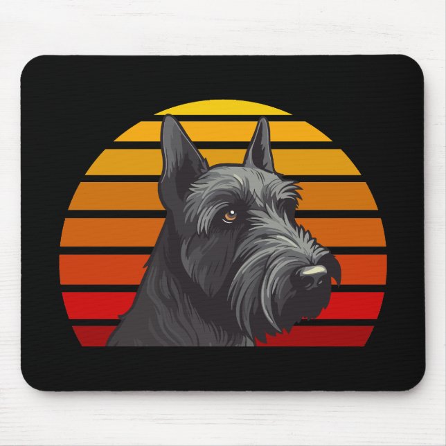 Retro Sunset Schnauzer Mouse Pad (Front)