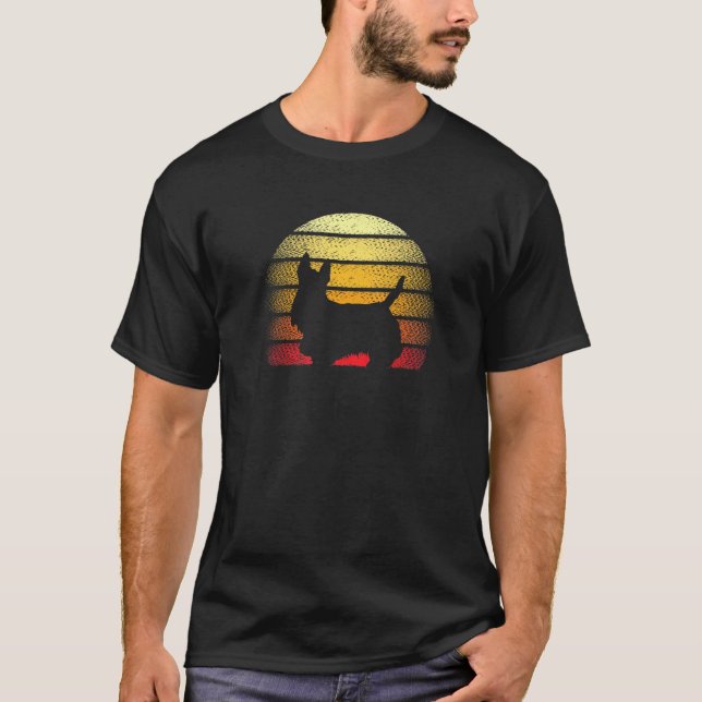 Retro Sunset Scottish Terrier Dog Theme Design T-Shirt (Front)