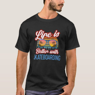 Retro Sunset Slogan   With Skateboarding T-Shirt