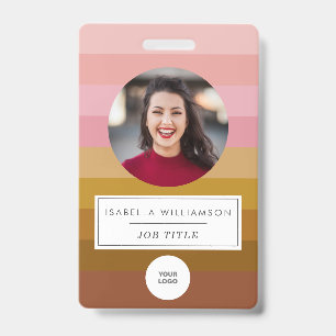 Retro Sunset Stripe Design Photo and Custom Info Badge