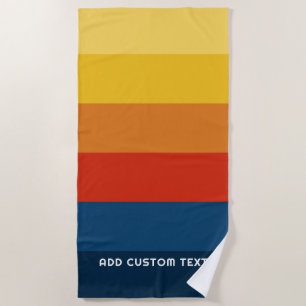 Retro Sunset Stripes with Simple Sans Serif Name Beach Towel