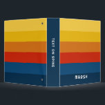 Retro Sunset Stripes with Simple Sans Serif Name Binder<br><div class="desc">Rugby Stripes - A preppy pattern with bold stripes and a name. If your art still needs to be adjusted,  click on the Customize This button. This will take you to a design area where you can move things around and even change colours!</div>